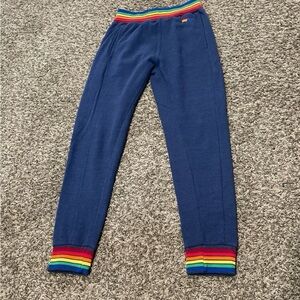 Aviator nation rainbow, stripe band, sweatpants, medium